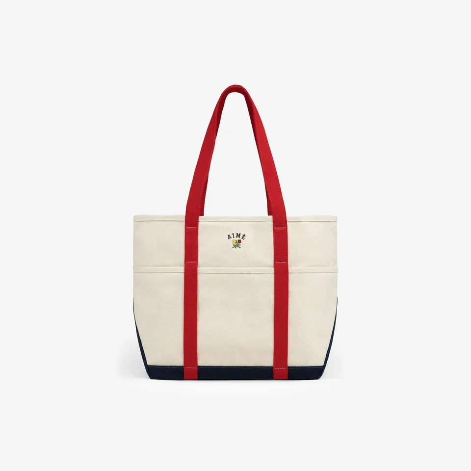 aim-leon-dore-large-crest-contrast-tote-bag-cream image 1