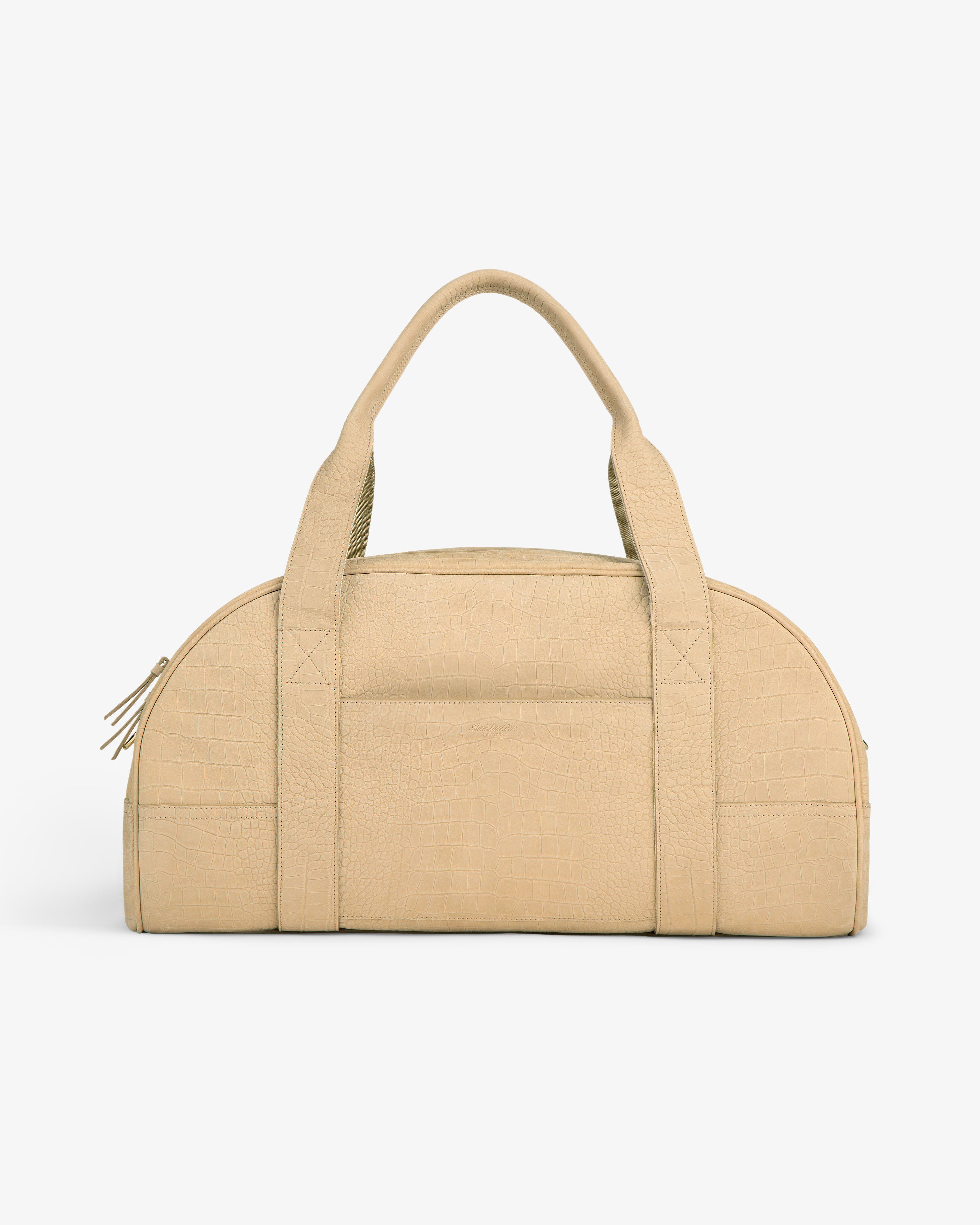 aim-leon-dore-croc-embossed-nubuck-duffle-tan-weekender image 3