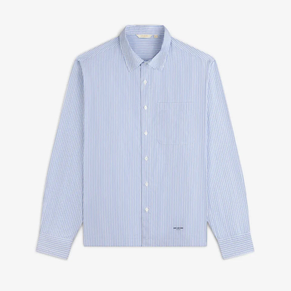 aim-leon-dore-poplin-casual-shirt-blau-streifen image 1
