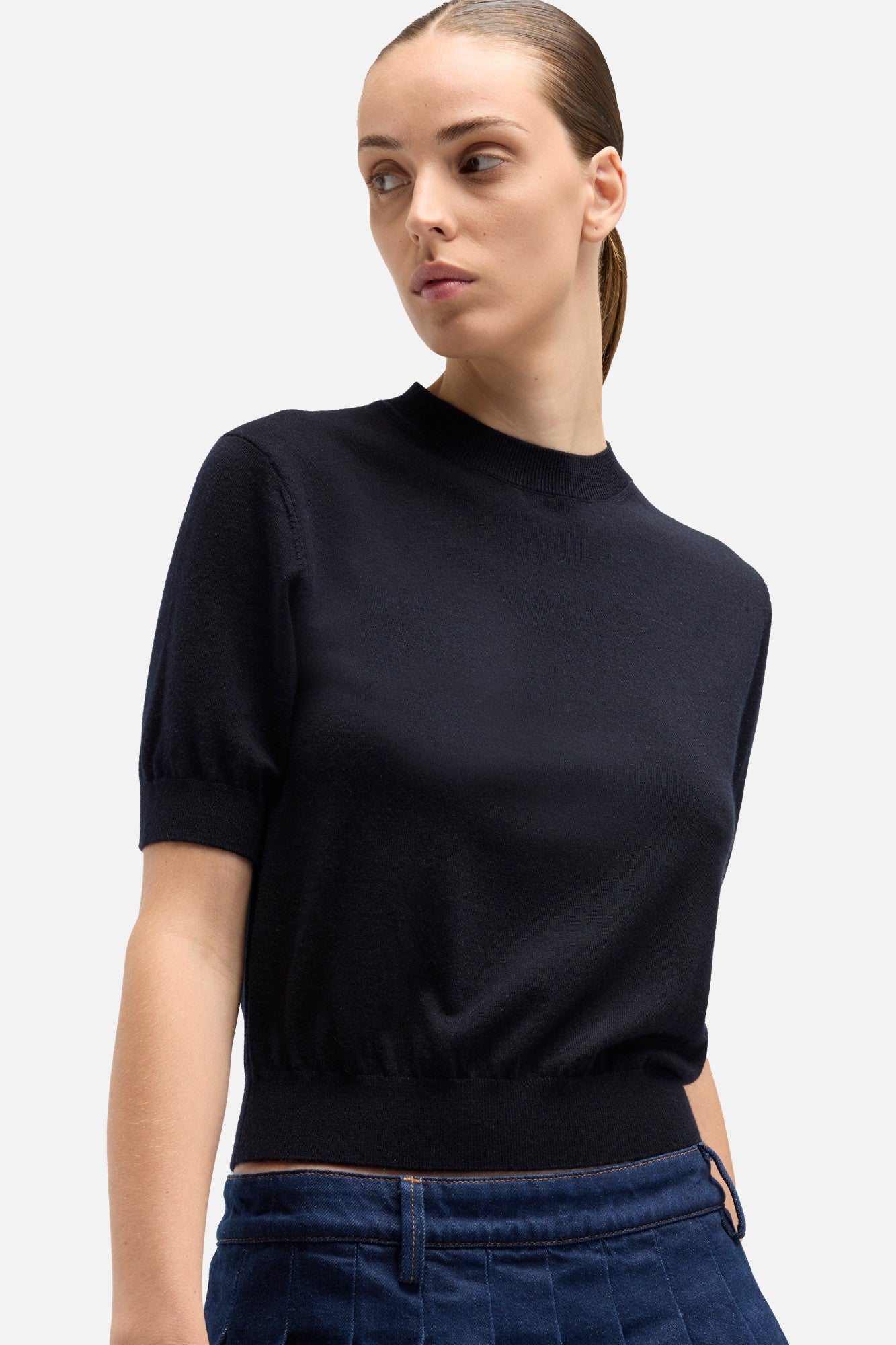 7-for-all-mankind-damen-wollpullover-kurzarm-schwarz image 4