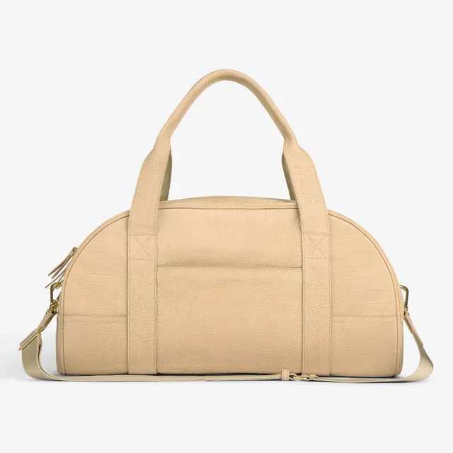 aim-leon-dore-croc-embossed-nubuck-duffle-tan-weekender image 1