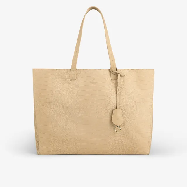 aim-leon-dore-croc-embossed-nubuck-tote-bag-tan-leder-tote-aus-italienischem-nub image 1