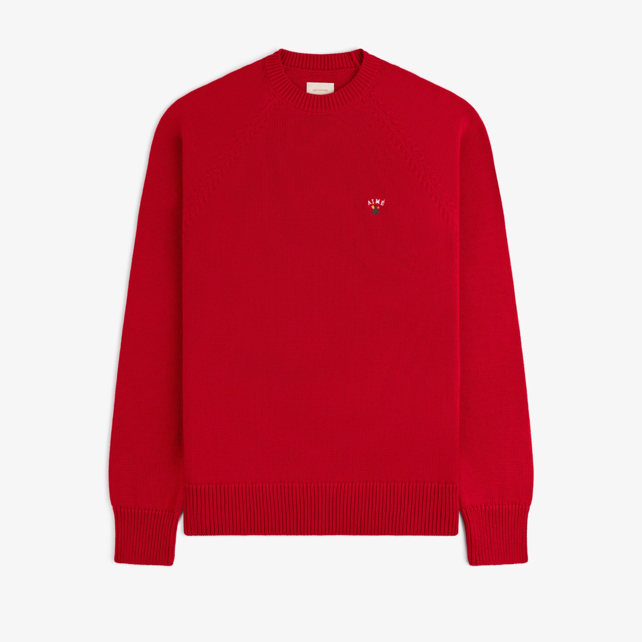 aim-leon-dore-crest-raglan-sweater-rot-baumwoll-strickpullover image 1