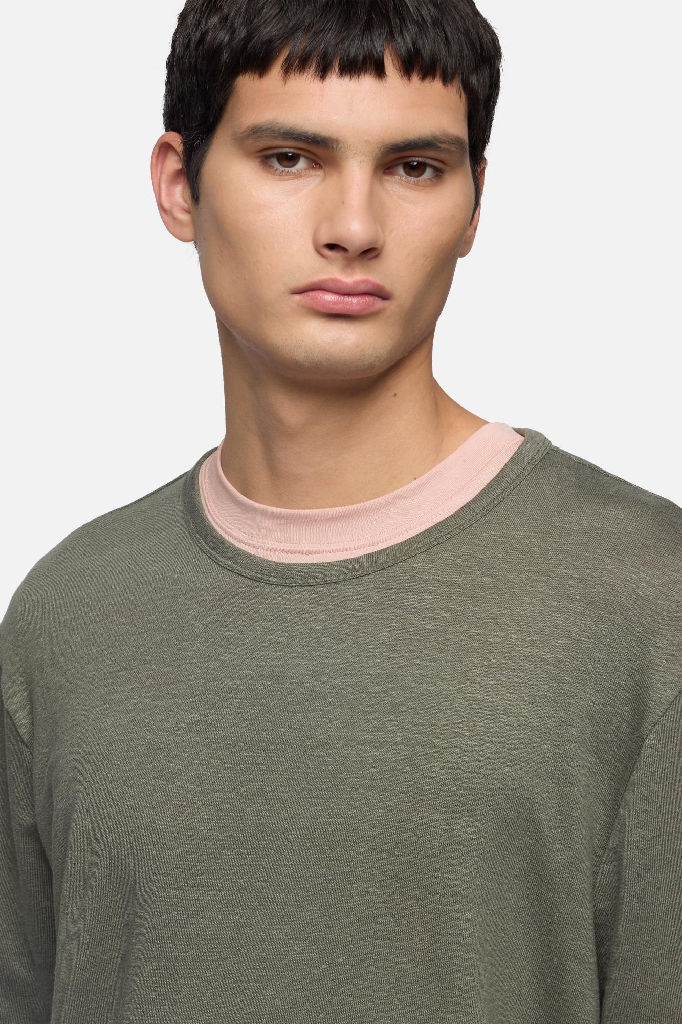 7-for-all-mankind-tee-t-shirt-linen-blend-army-herren image 4