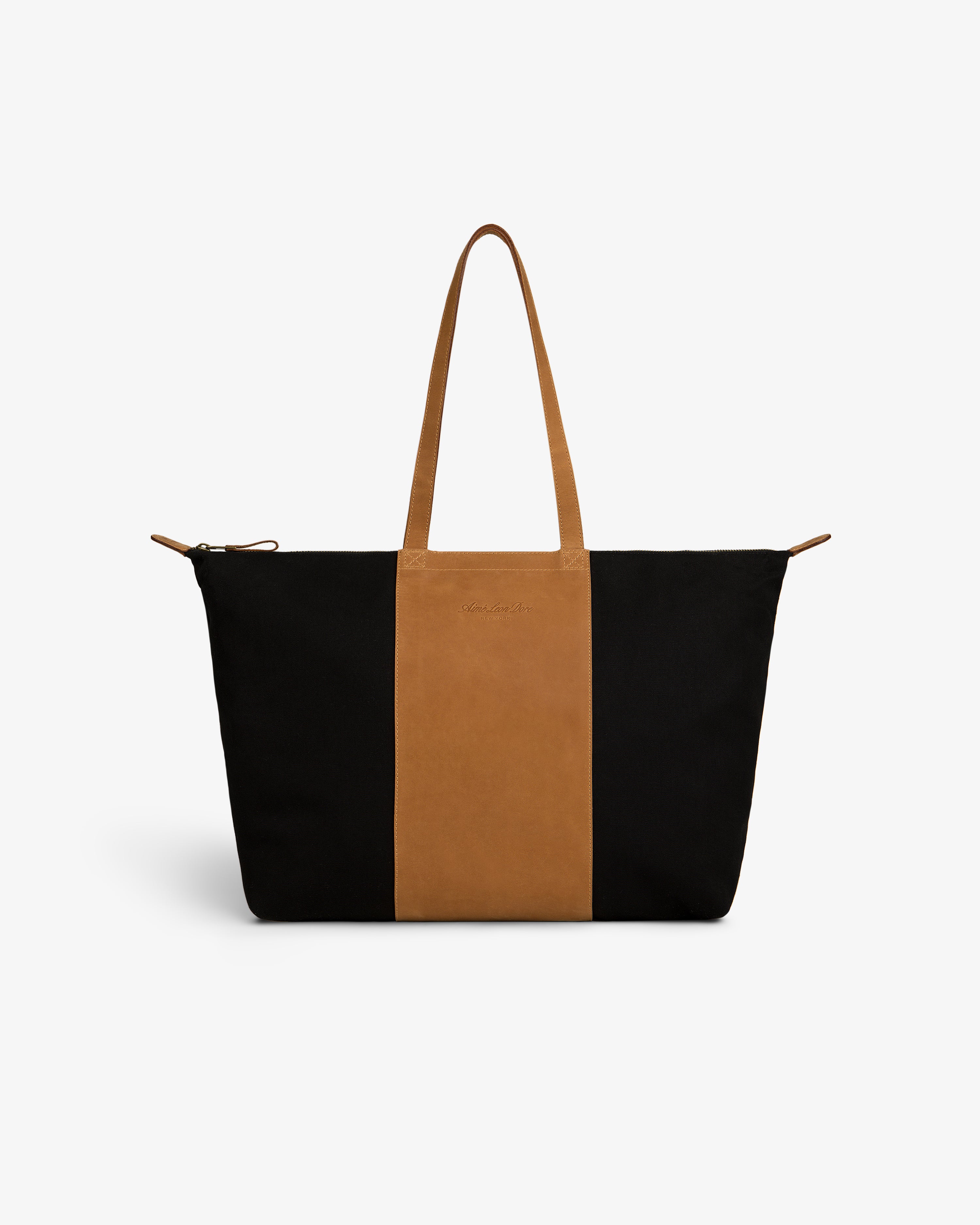 aim-leon-dore-leather-canvas-zip-tote-tasche-schwarz-21-2-zoll image 2