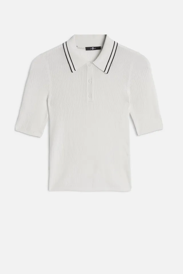 7-for-all-mankind-piped-collar-polo-damen-shirt-wei image 1