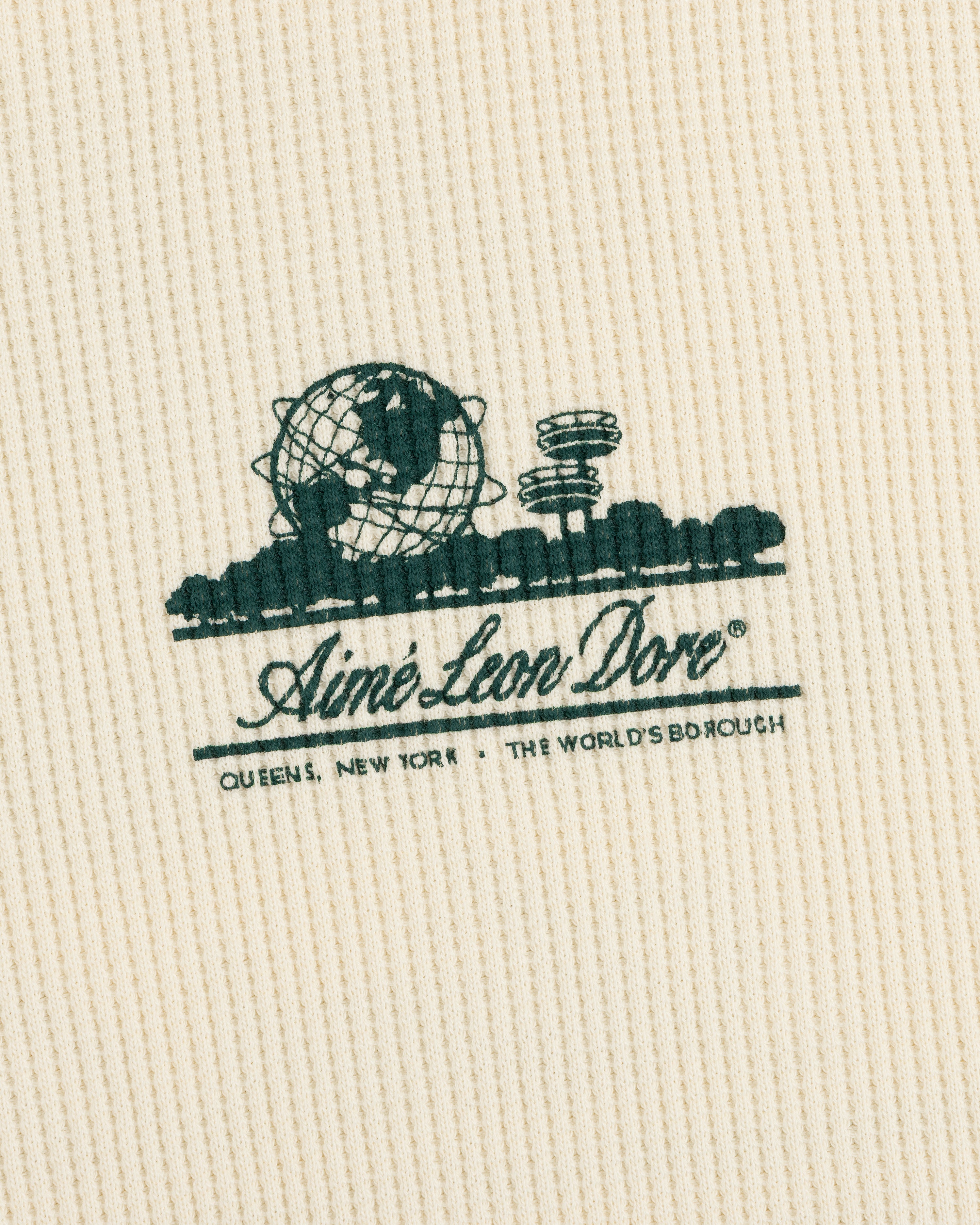 aim-leon-dore-long-sleeve-unisphere-waffle-thermal-cream image 6