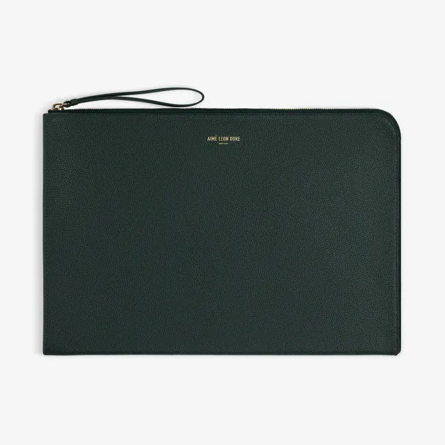 aim-leon-dore-large-leather-pouch-clutch-gr-n image 1