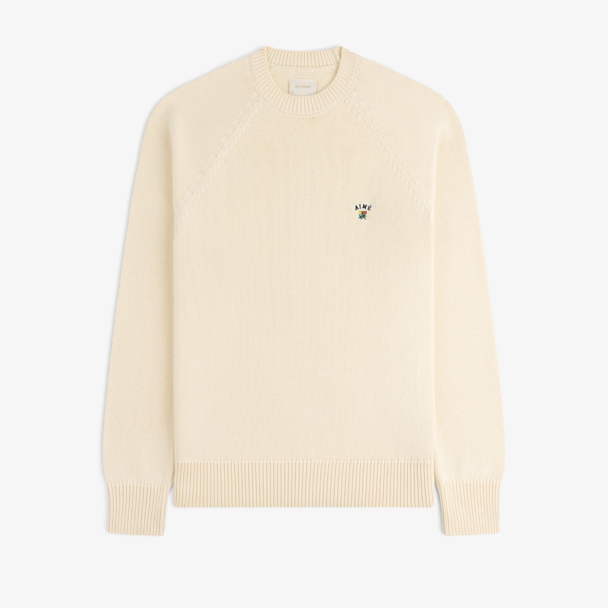 aim-leon-dore-crest-raglan-sweater-creme-strickpullover-baumwolle image 1