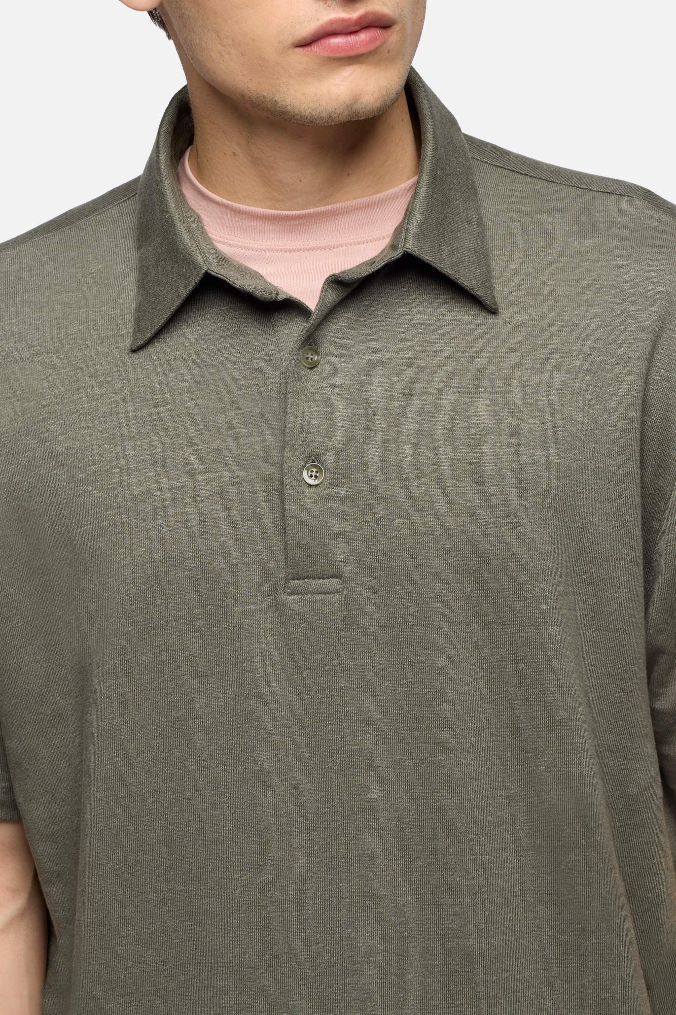 7-for-all-mankind-polo-aus-leinenmix-in-army image 4