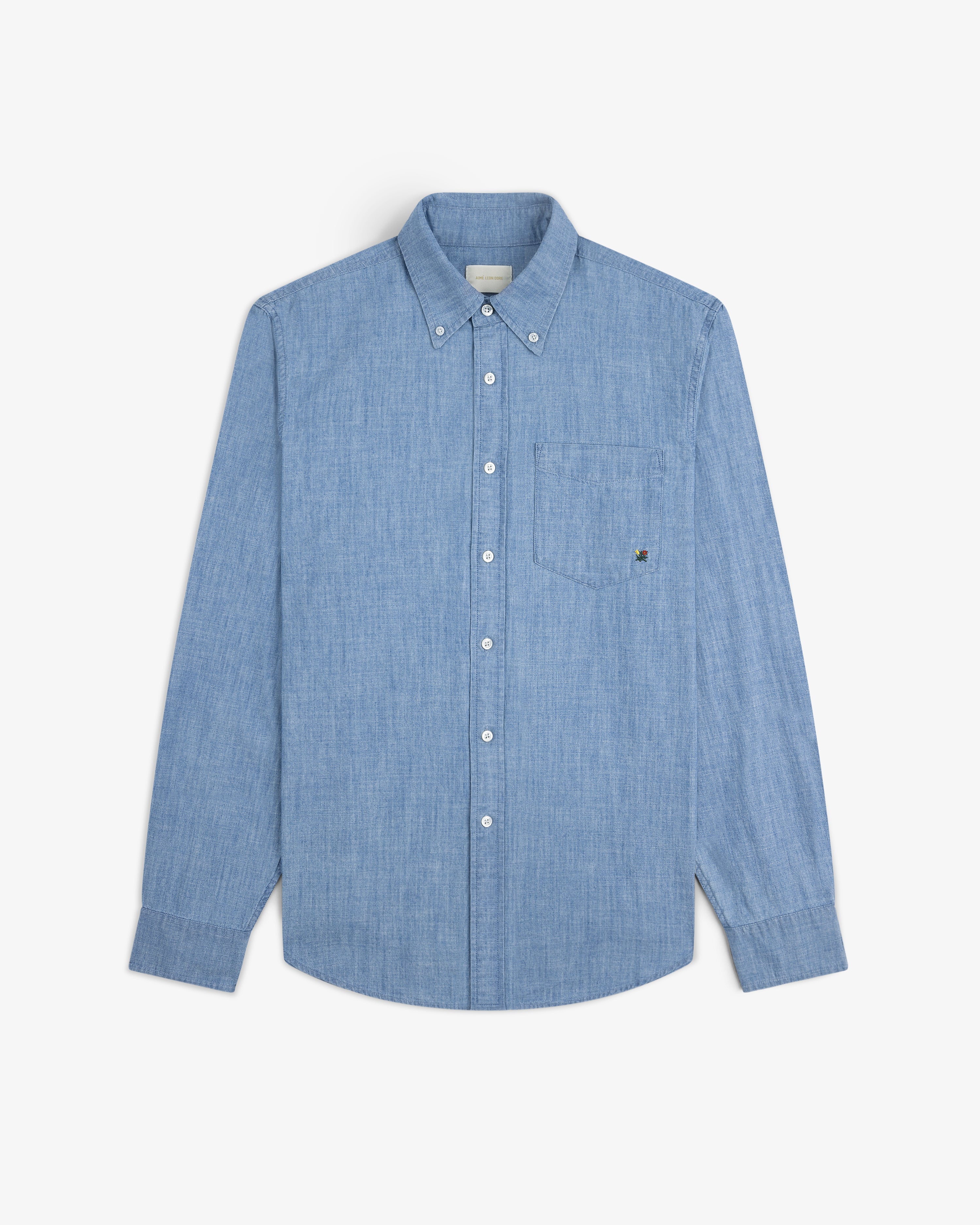 aim-leon-dore-crest-chambray-hemd-blau-regular-fit image 2