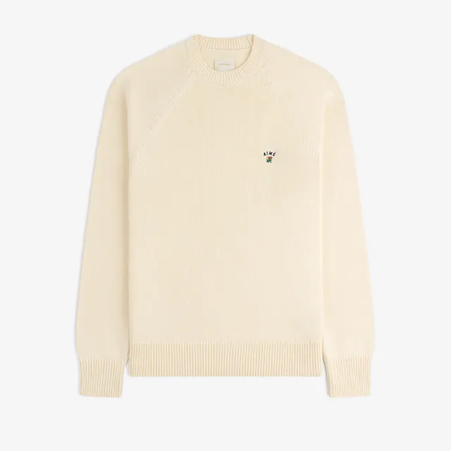 aim-leon-dore-crest-raglan-sweater-creme-strickpullover-baumwolle image 1