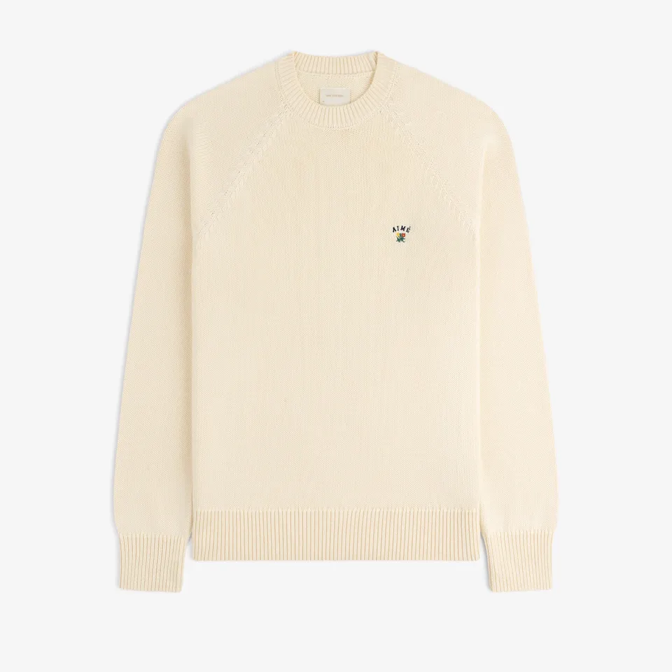 aim-leon-dore-crest-raglan-sweater-creme-strickpullover-baumwolle image 1