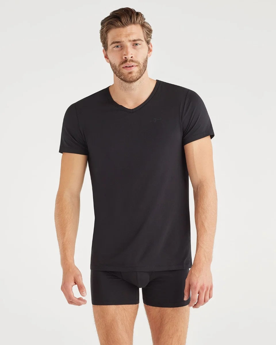 7-for-all-mankind-v-neck-tee-2-pack-t-shirt-in-black image 3