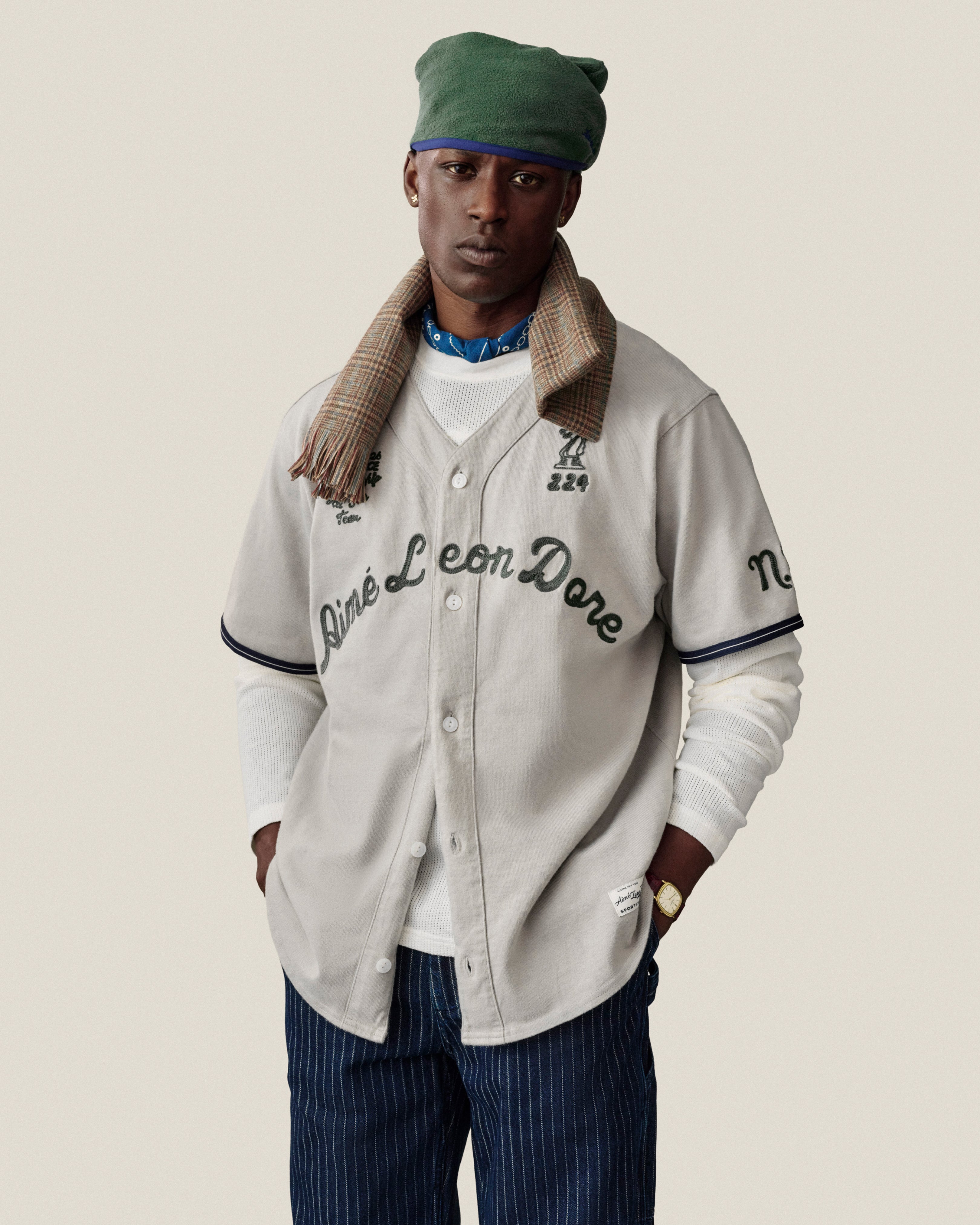 aim-leon-dore-mulberry-chainstitch-baseball-jersey-grau image 3