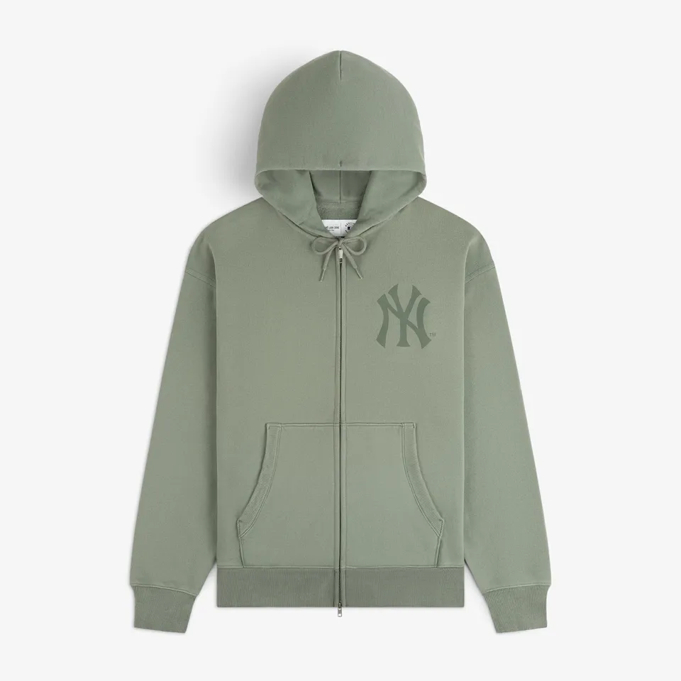aim-leon-dore-yankees-washed-full-zip-hoodie-sweatjacke-gr-n image 1