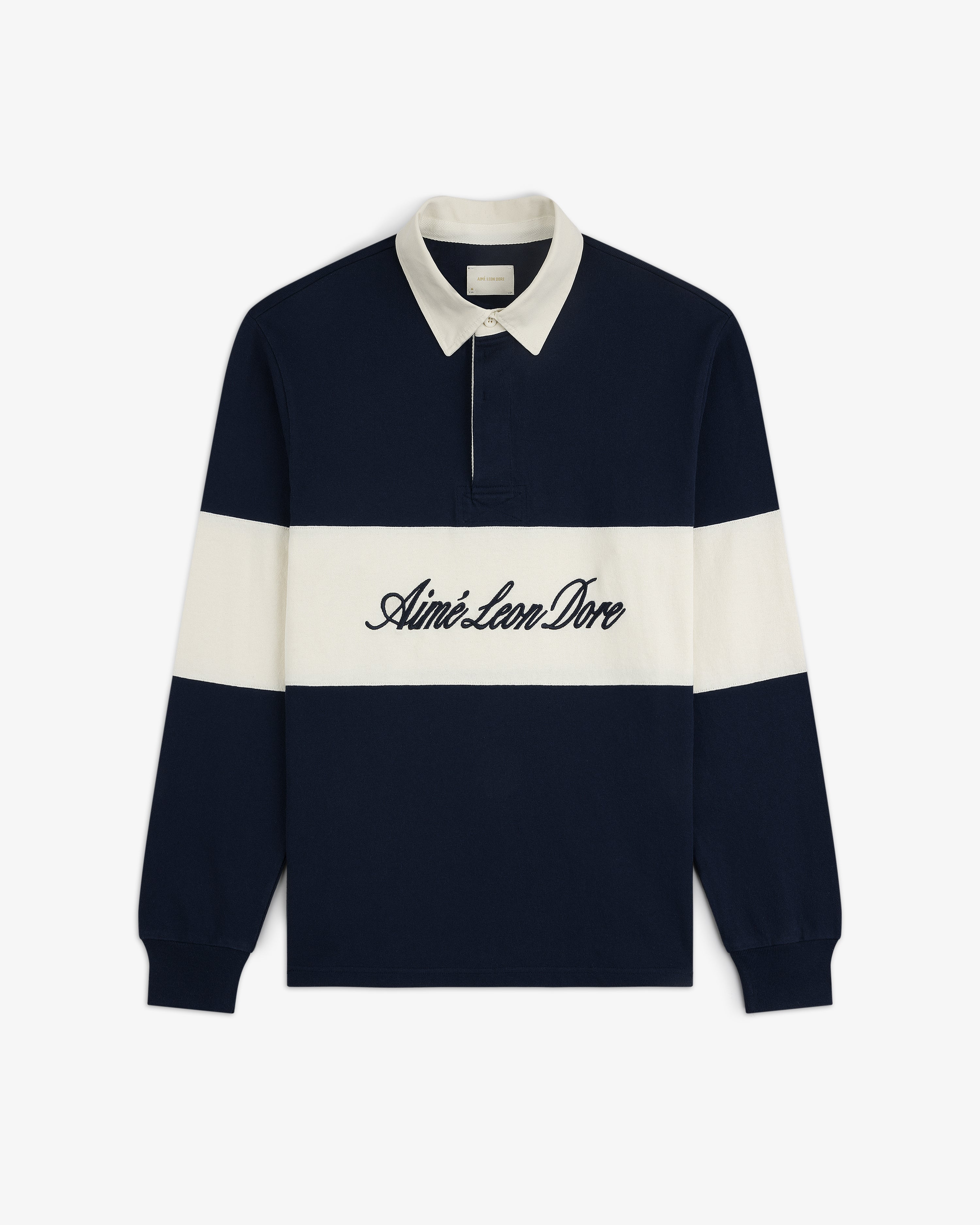 aim-leon-dore-script-paneled-rugby-navy-regular-fit image 2