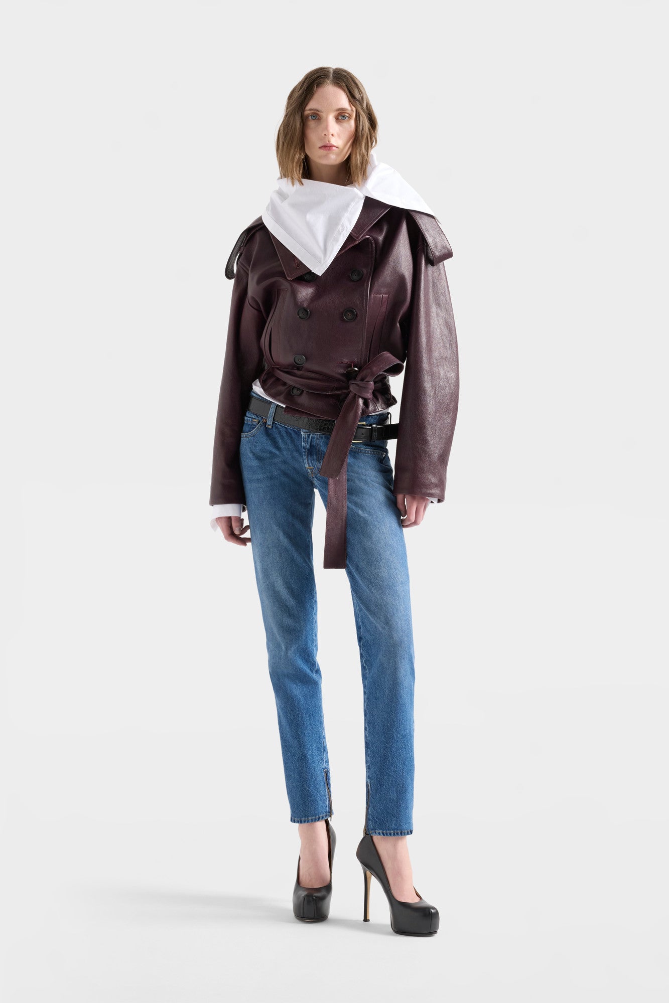 7-for-all-mankind-high-neck-long-sleeve-shirt-damen-bluse-poplin-off-white image 2