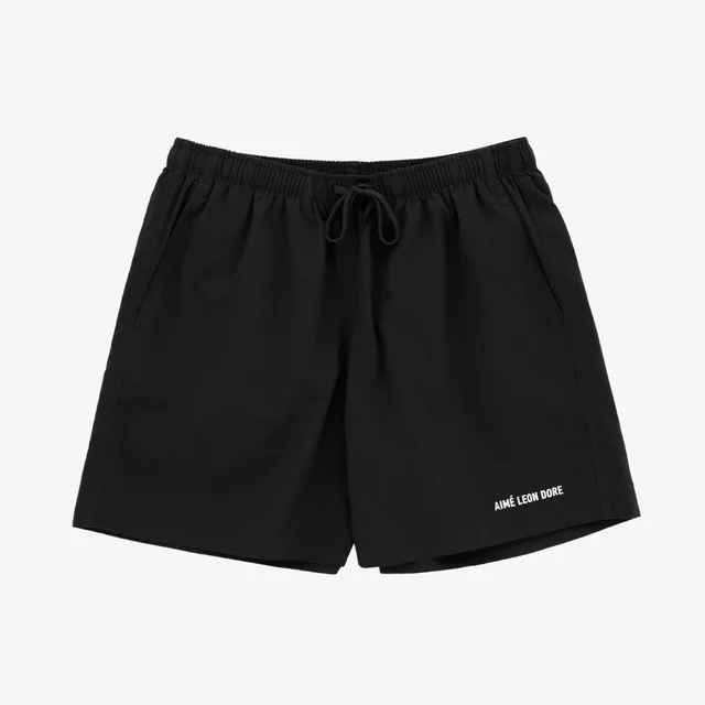 aim-leon-dore-logo-swim-short-badeshorts-schwarz-5-inseam image 1