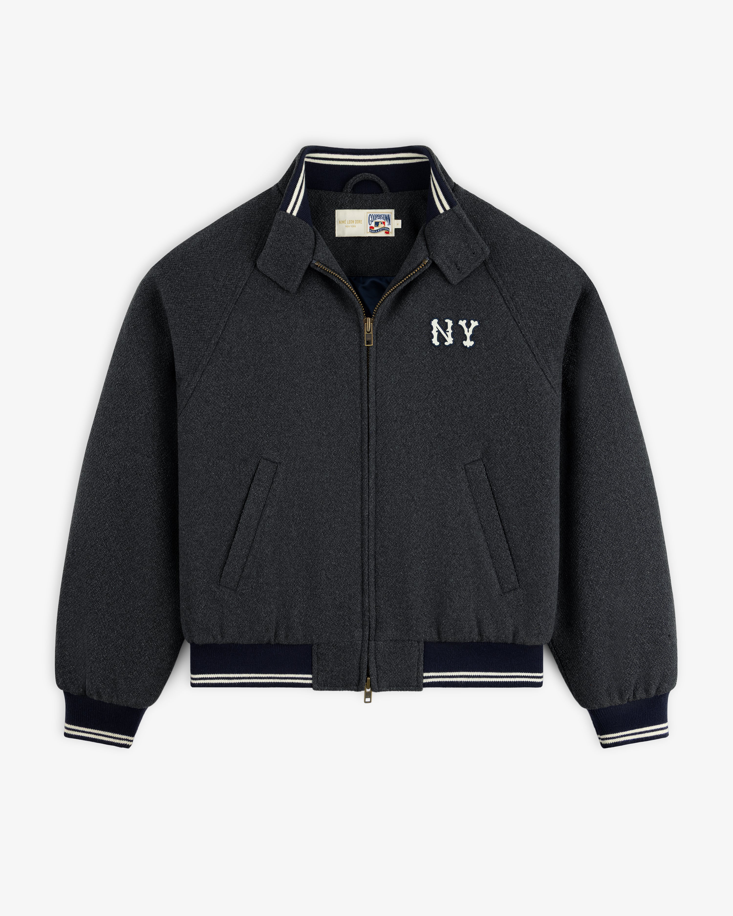aim-leon-dore-ny-highlanders-wool-varsity-jacke-grau image 2