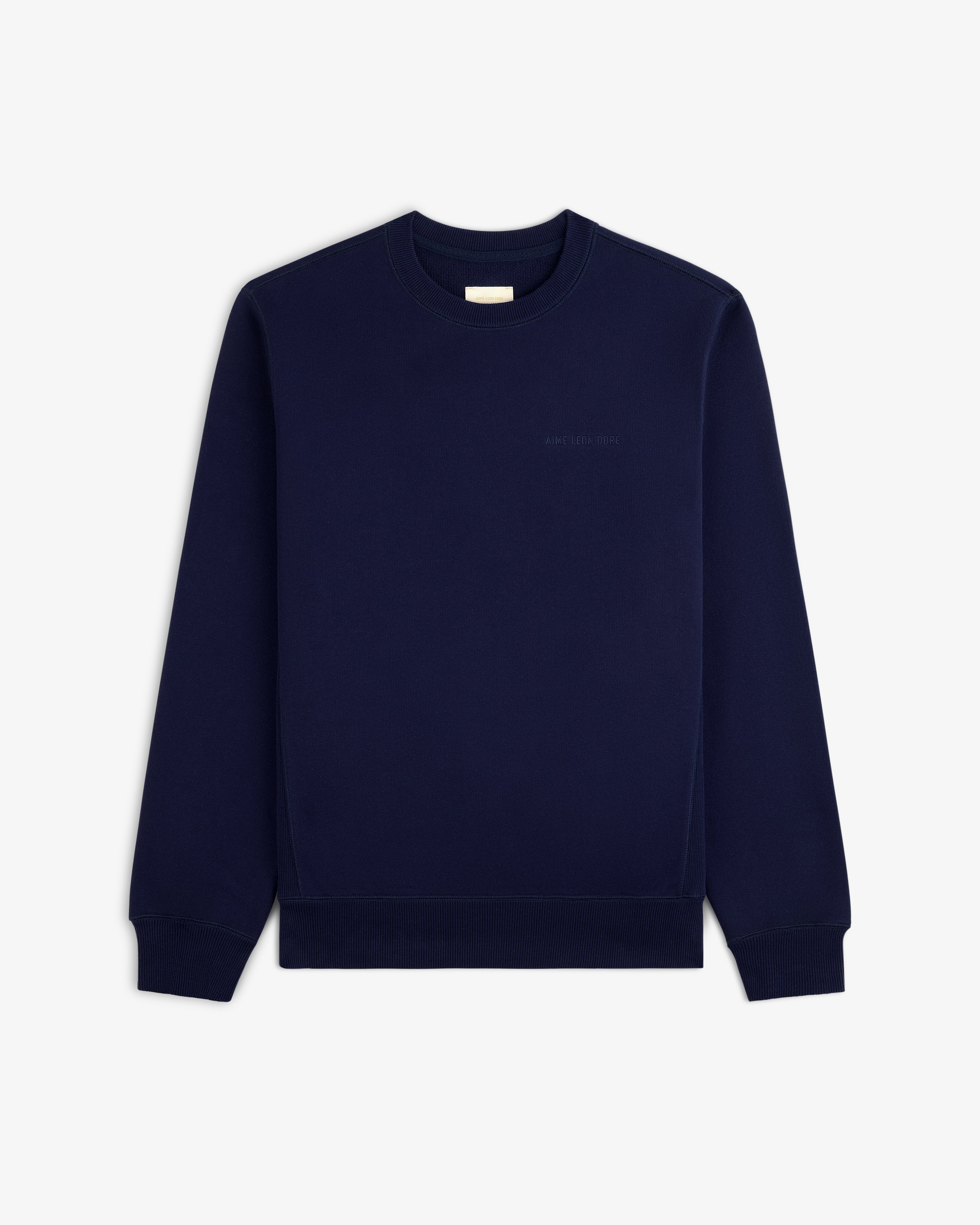 aim-leon-dore-tonal-logo-crewneck-sweatshirt-navy image 2