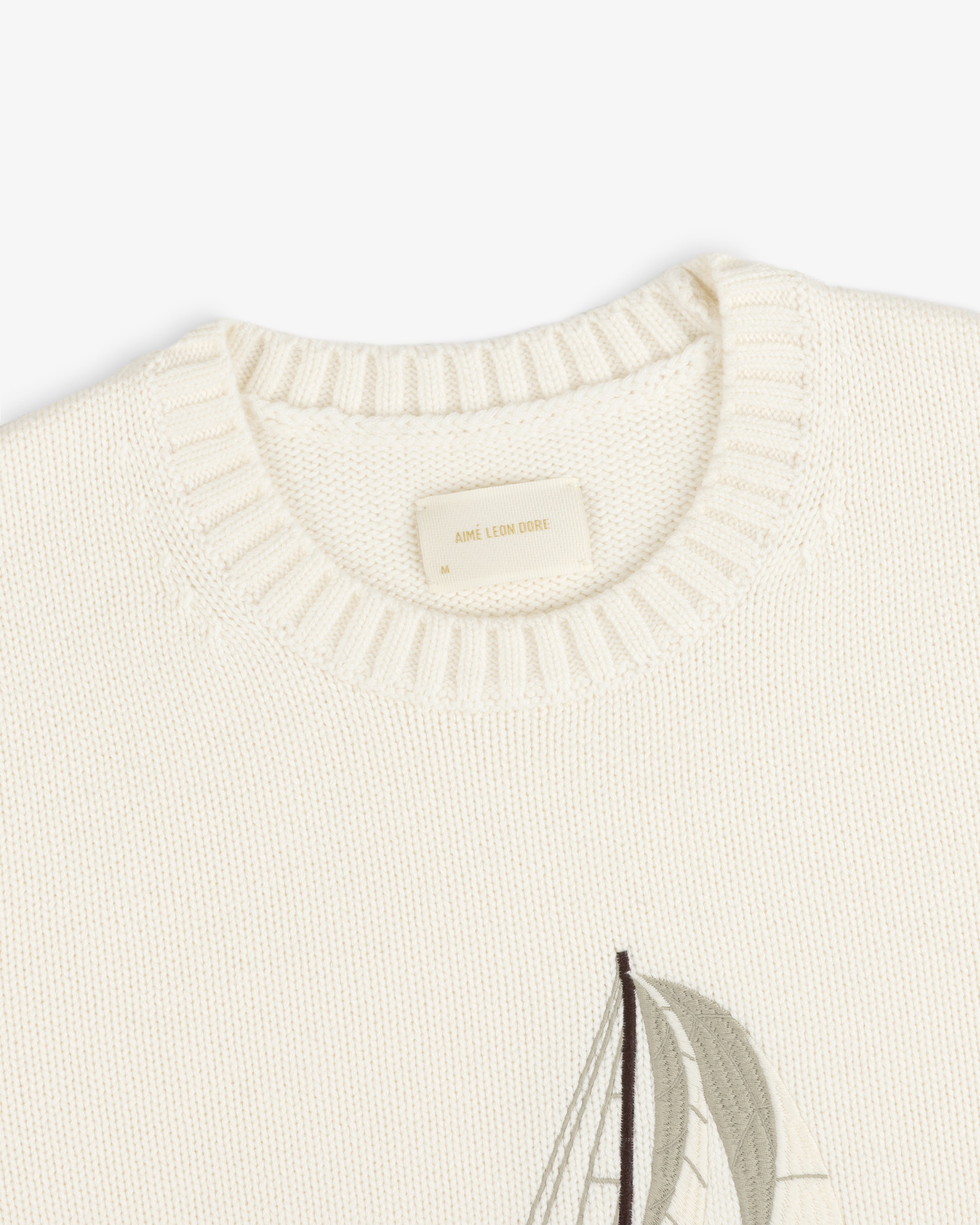 aim-leon-dore-regatta-embroidered-crewneck-sweater-cream image 4