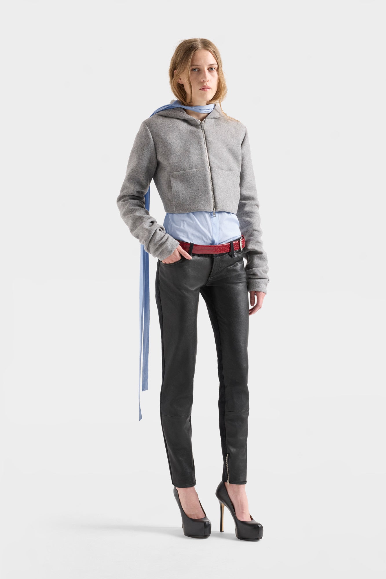 7-for-all-mankind-ruched-zip-hoodie-in-wool-slate image 2