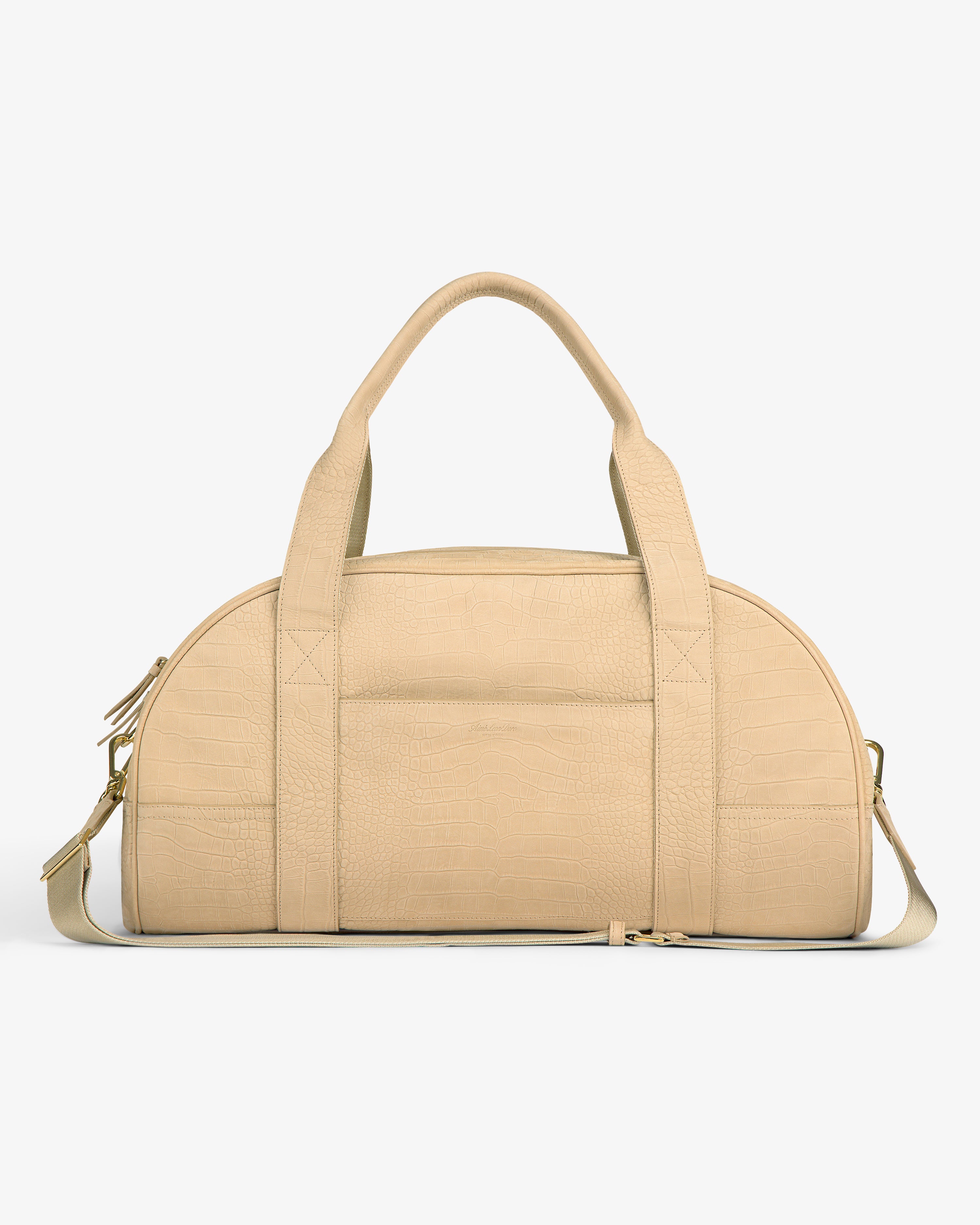 aim-leon-dore-croc-embossed-nubuck-duffle-tan-weekender image 2