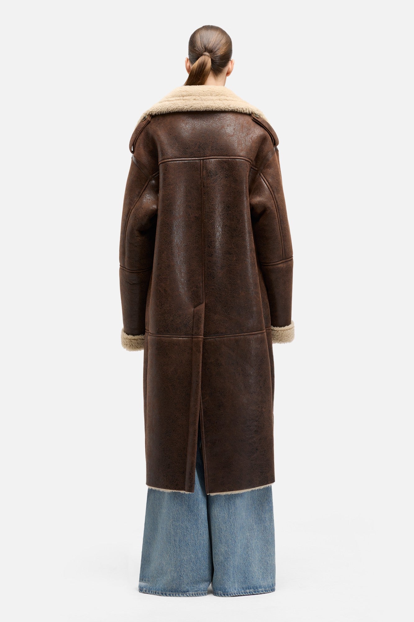 7-for-all-mankind-leather-shearling-mantel-braun-damen image 5