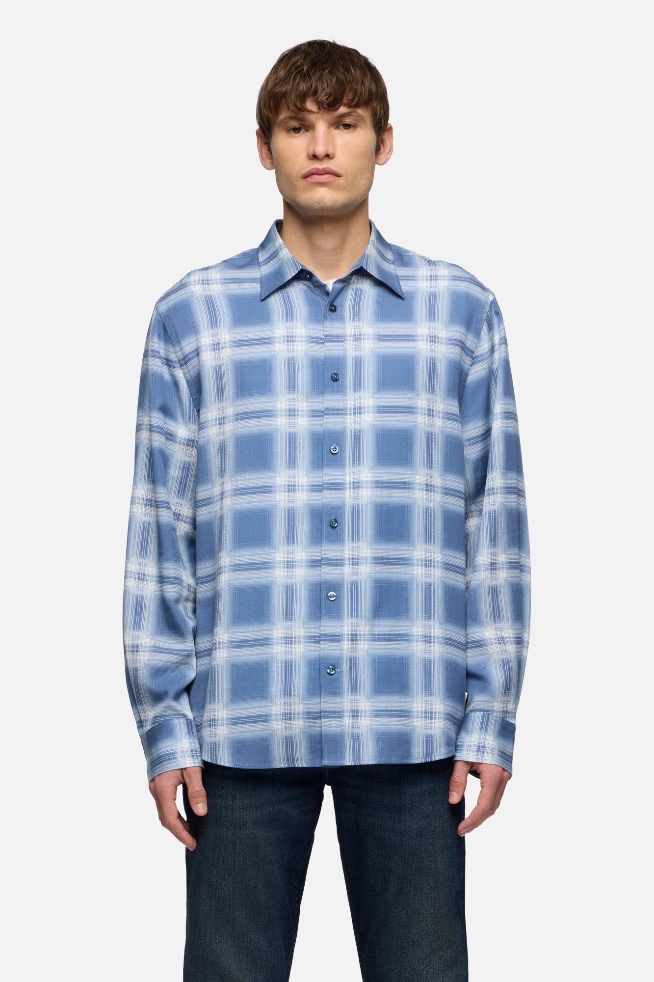 7-for-all-mankind-classic-button-up-shirt-herren-fluid-blue-check image 3