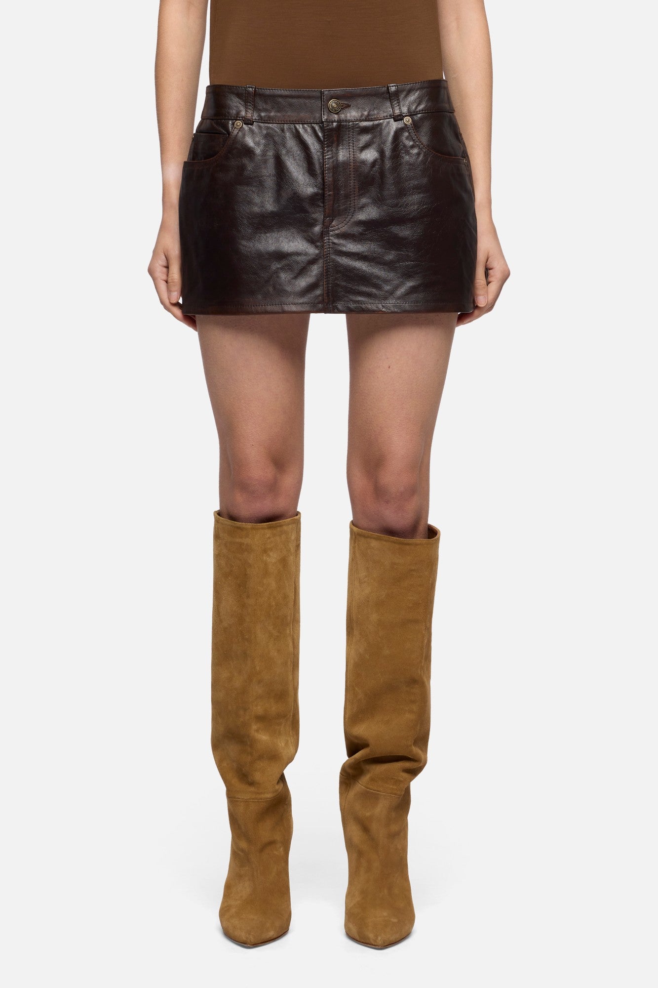 7-for-all-mankind-mini-skirt-minirock-aus-leder-vintage-brown image 3