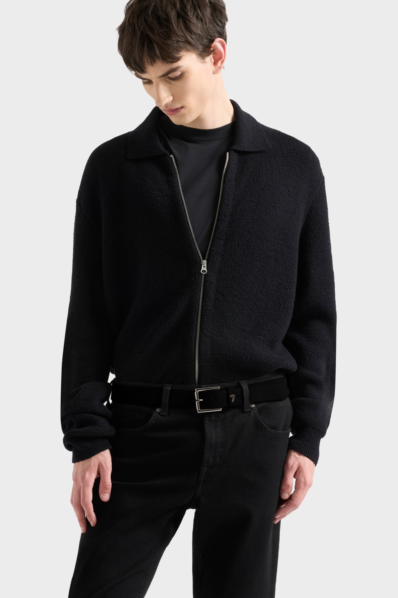 7-for-all-mankind-polo-zip-sweater-baumwolle-wolle-schwarz-herren image 3