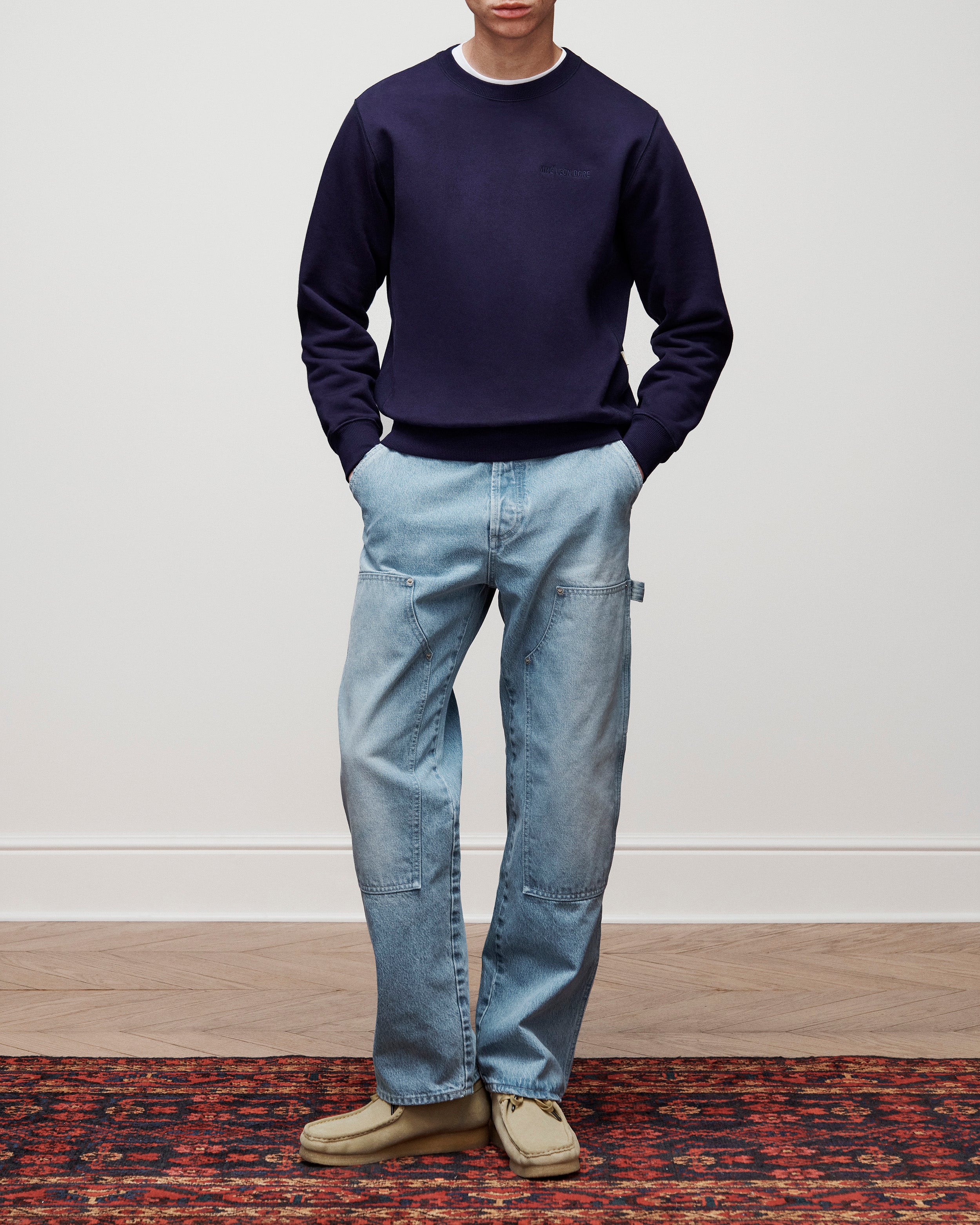aim-leon-dore-tonal-logo-crewneck-sweatshirt-navy image 3