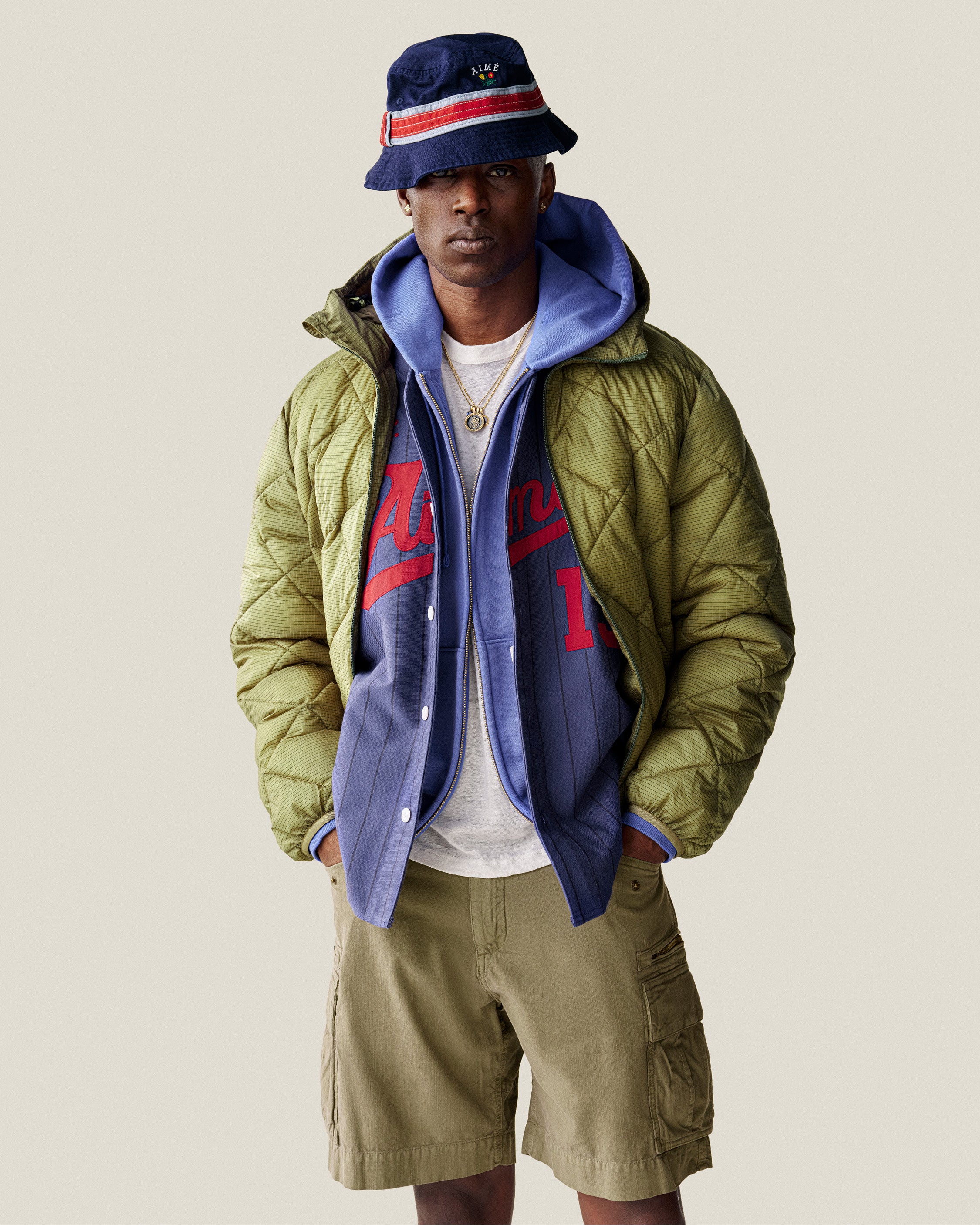 aim-leon-dore-nylon-quilted-unisphere-jacket-olive-steppjacke image 3