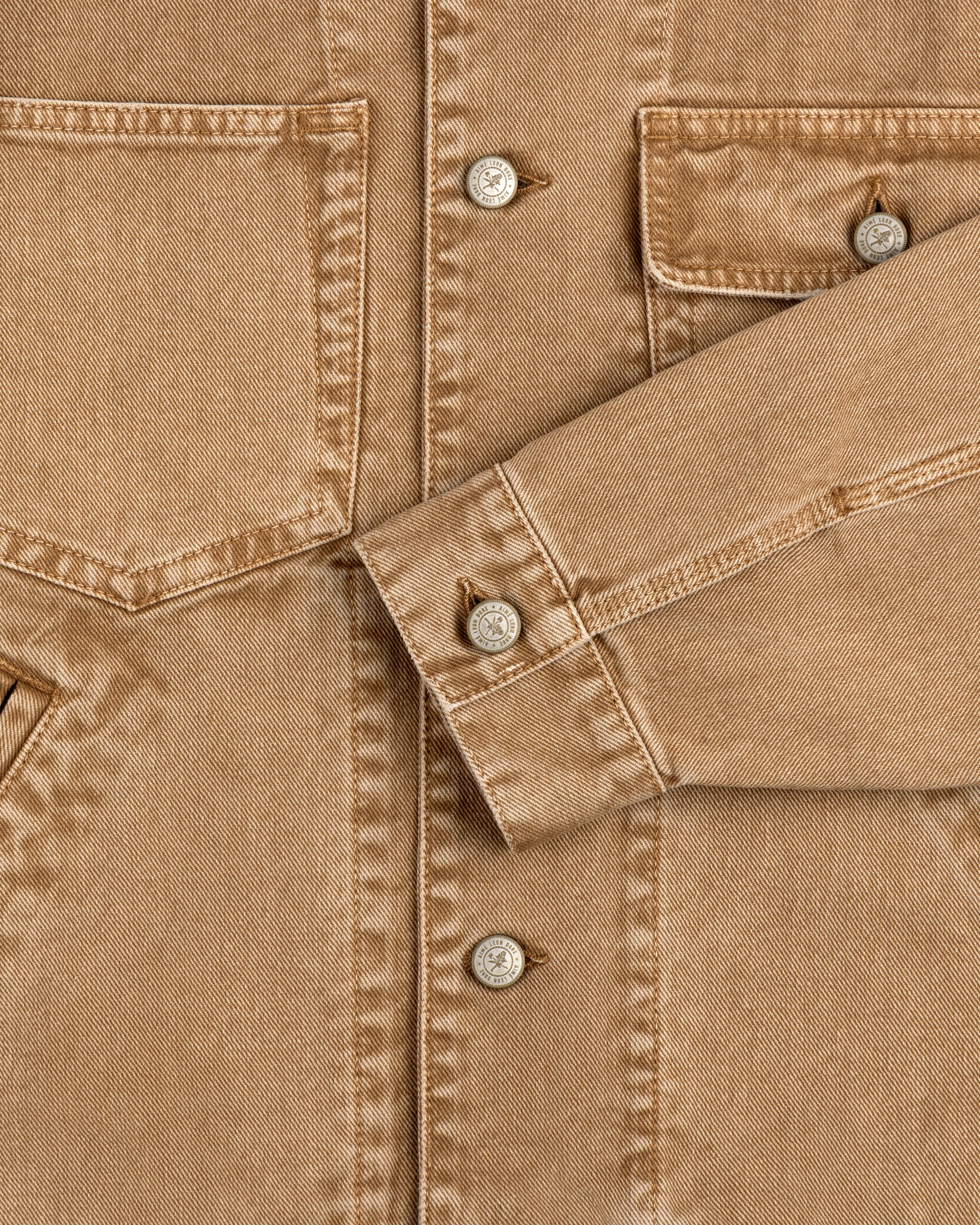 aim-leon-dore-denim-trucker-jacket-italian-cotton-tan image 7