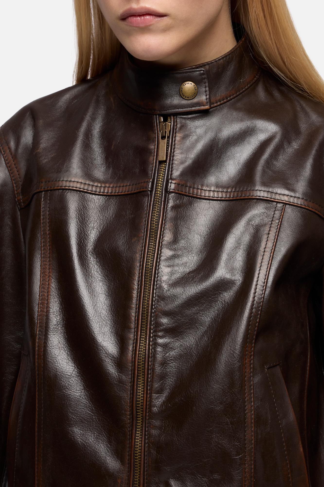 7-for-all-mankind-cropped-biker-jacket-leather-vintage-brown image 4