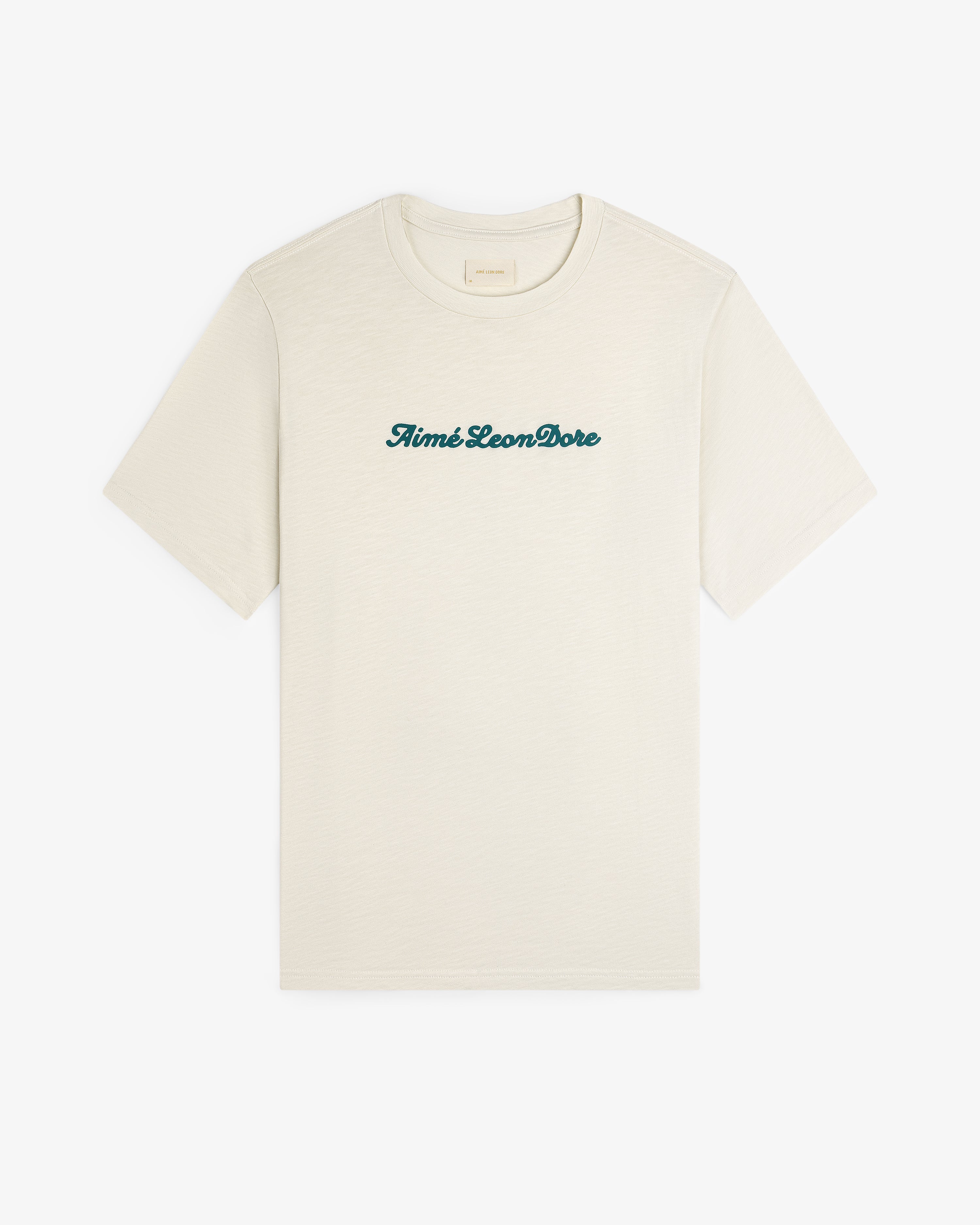 aim-leon-dore-puff-print-slub-logo-tee-cream-t-shirt image 2