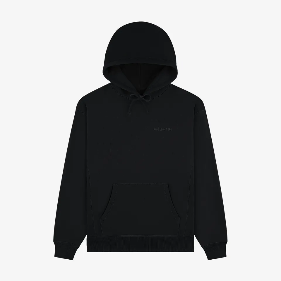 aim-leon-dore-tonal-logo-hoodie-schwarzer-baumwoll-hoodie image 1