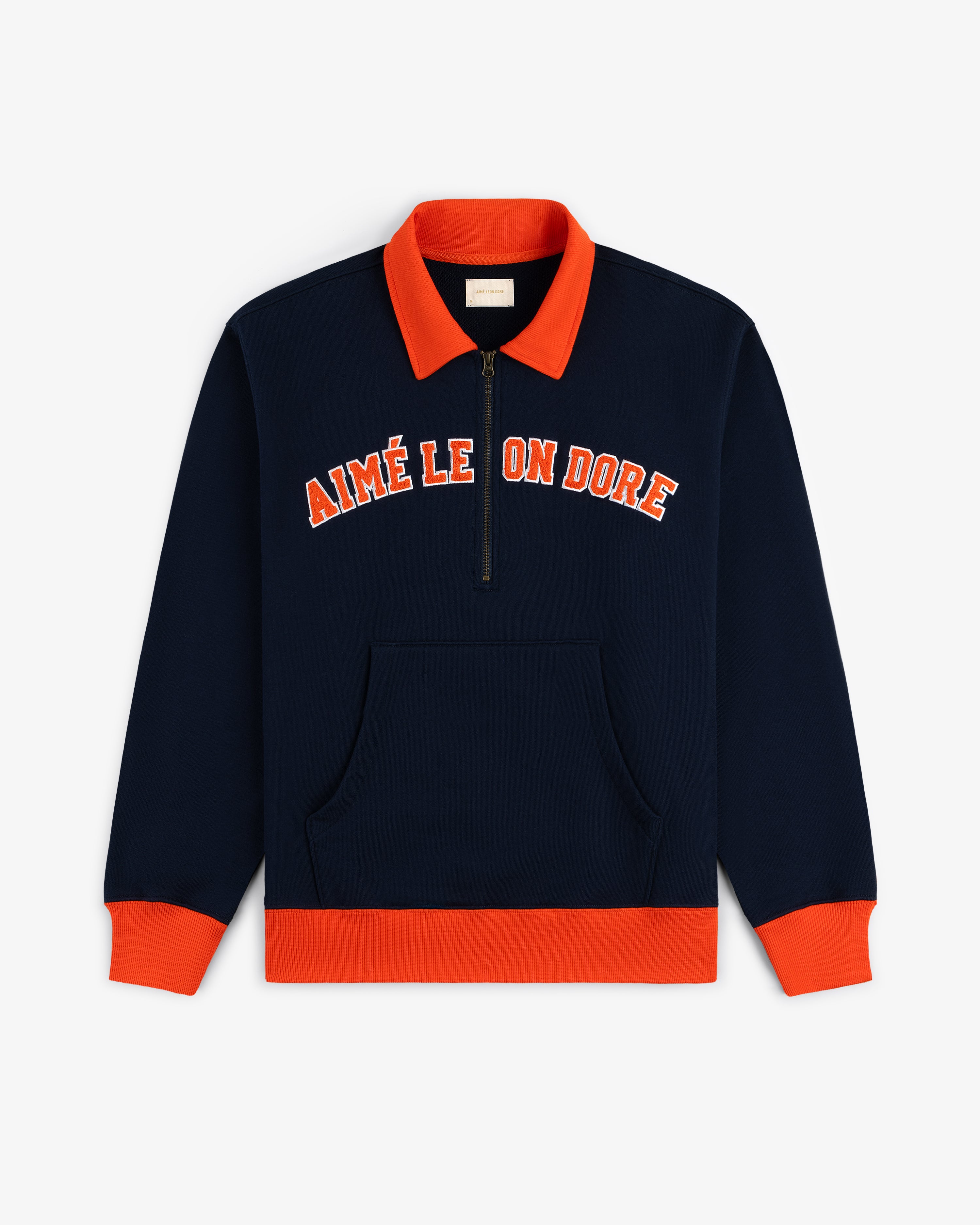 aim-leon-dore-collegiate-quarter-zip-pullover-navy-loopback-fleece image 2