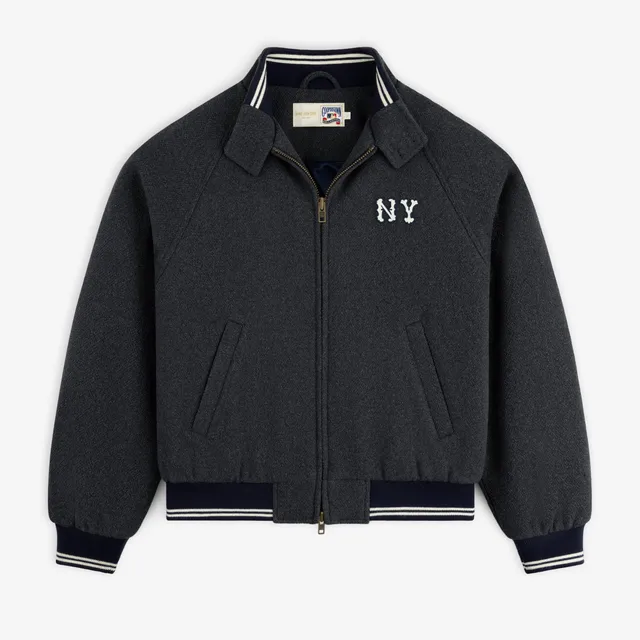 aim-leon-dore-ny-highlanders-wool-varsity-jacke-grau image 1