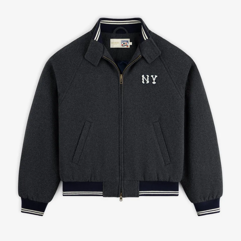 aim-leon-dore-ny-highlanders-wool-varsity-jacke-grau image 1