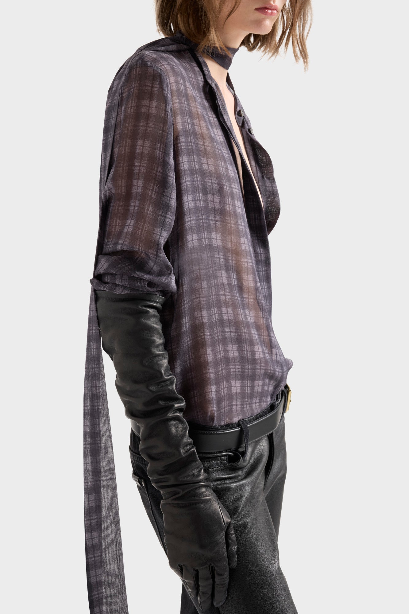 7-for-all-mankind-long-sleeve-bow-shirt-silk-houndstooth-grey-damen-seidenbluse image 6