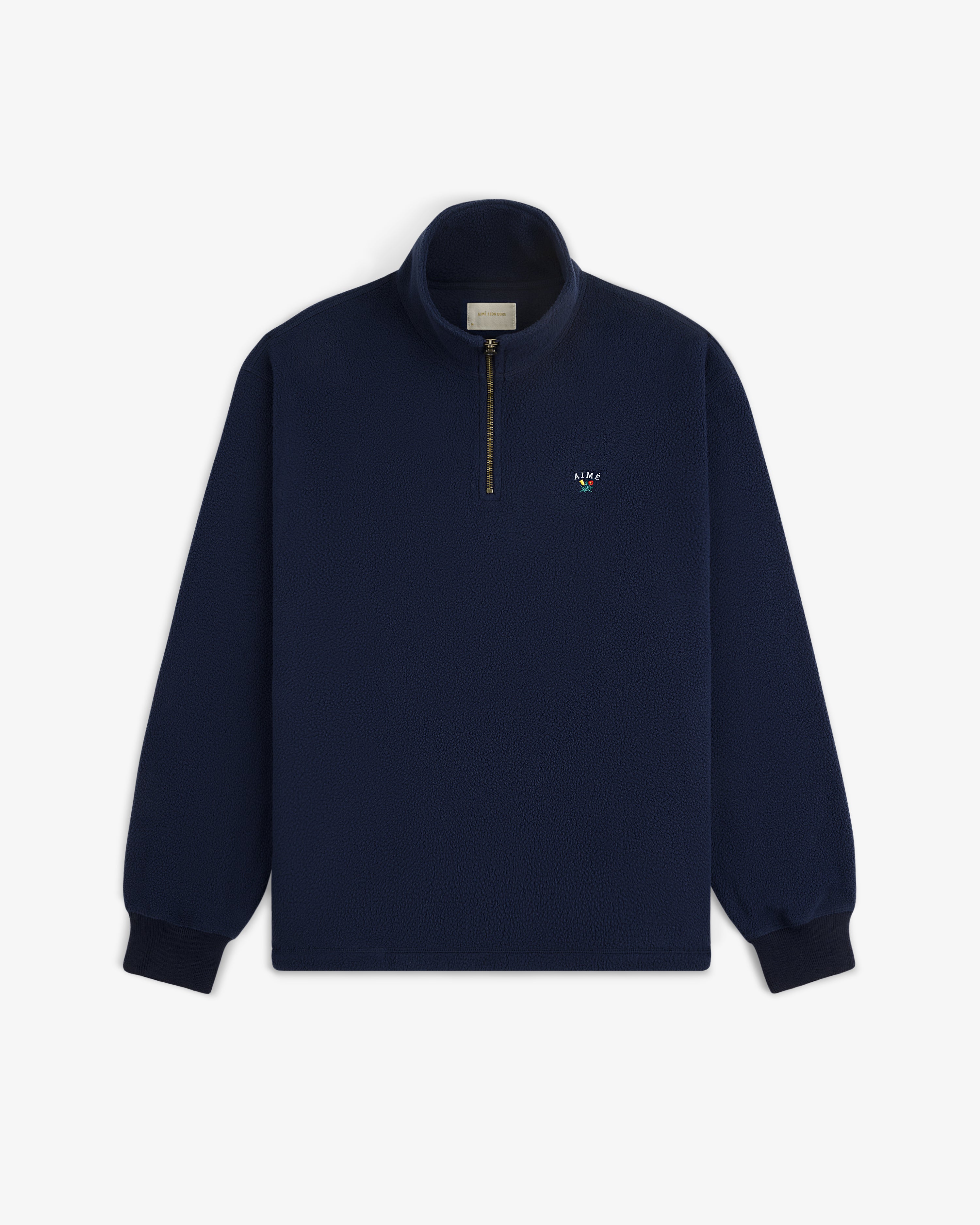 aim-leon-dore-crest-quarter-zip-fleece-pullover-navy image 2
