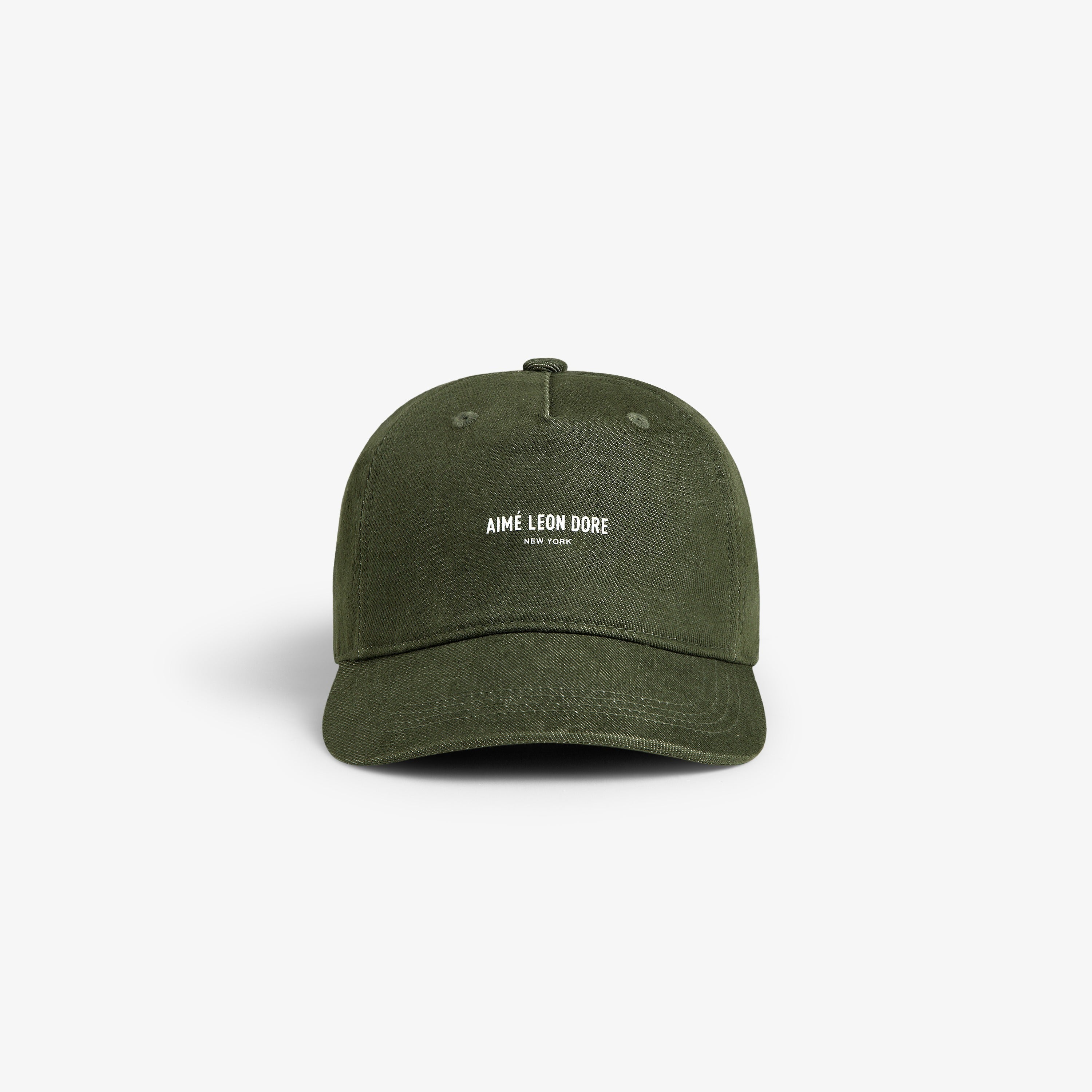 aim-leon-dore-vintage-micro-logo-hat-5-panel-olive image 1