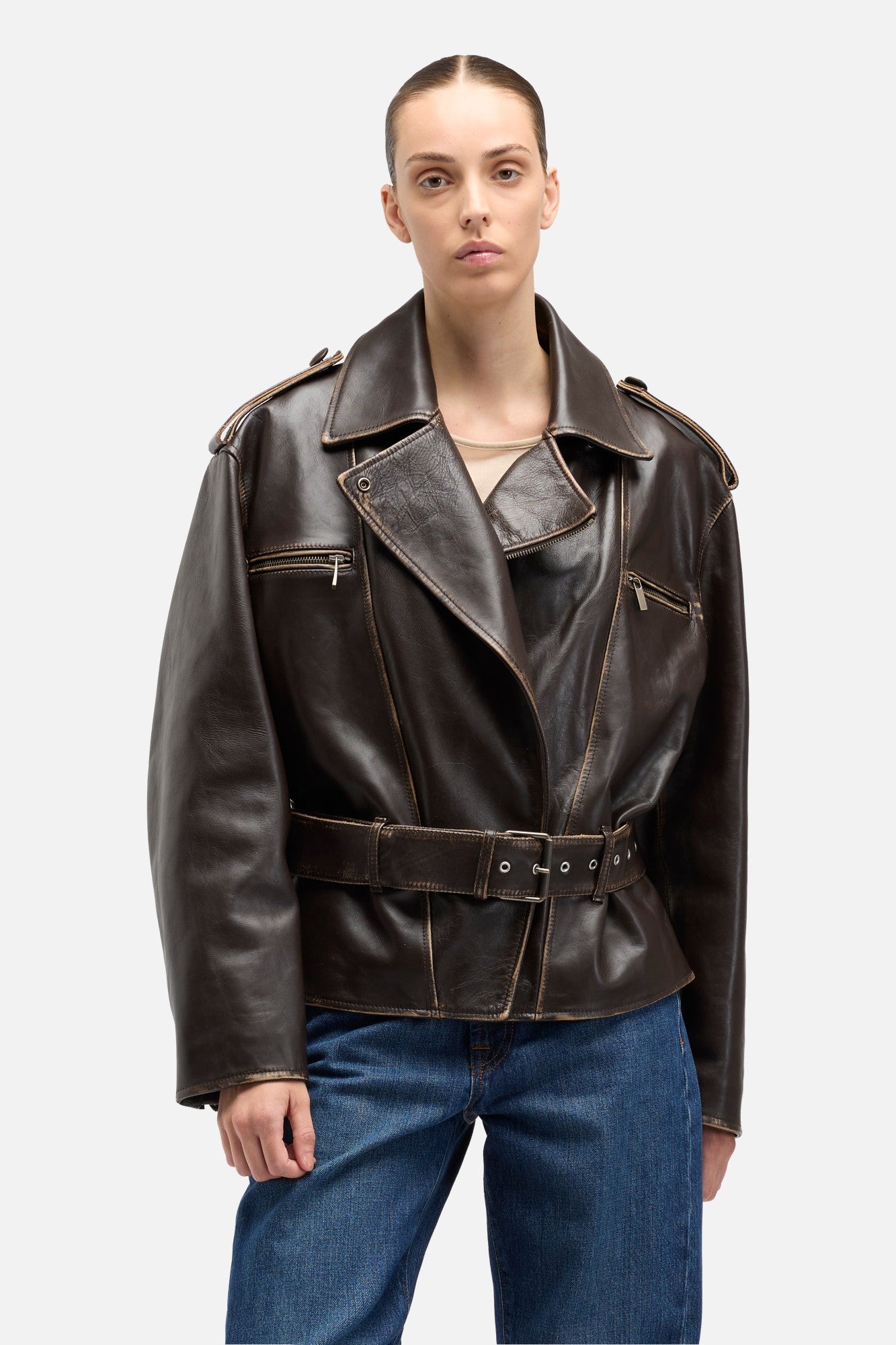 7-for-all-mankind-bikerjacke-aus-leder-in-vintage-brown image 3