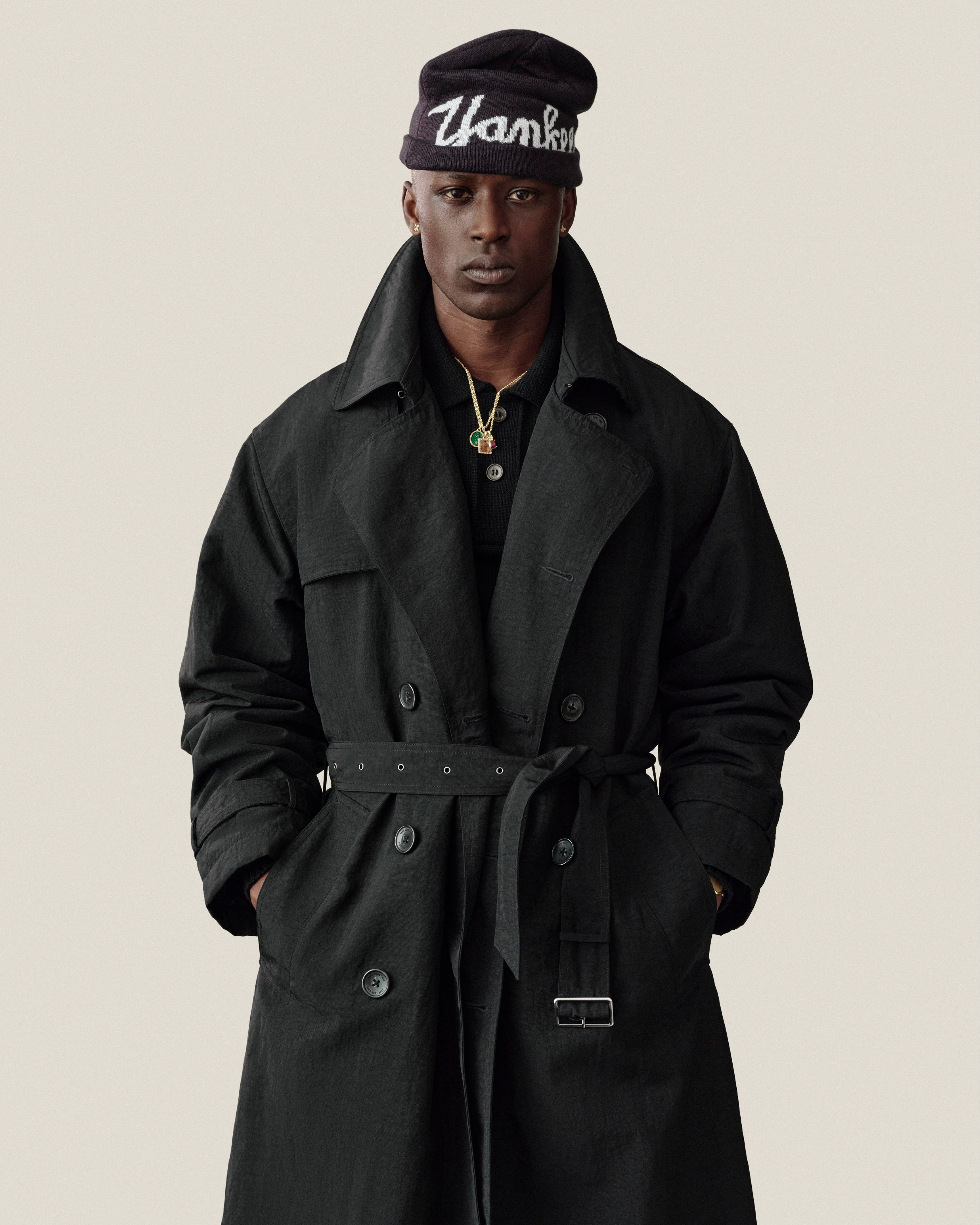 aim-leon-dore-double-breasted-nylon-trenchcoat-schwarz image 3