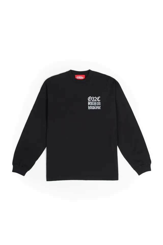 032c-longsleeve-with-print-hardcore-since-2001-black-washed image 1