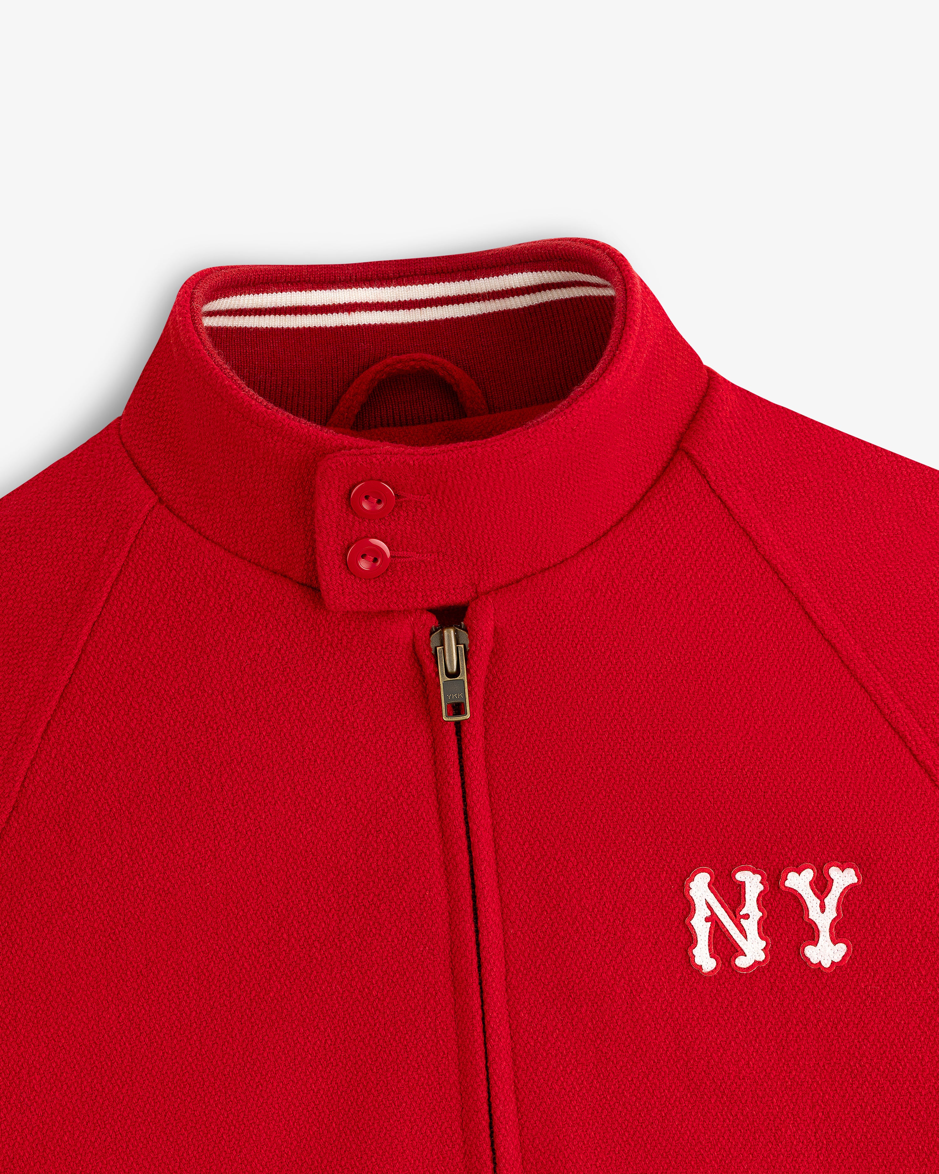 aim-leon-dore-ny-highlanders-wool-varsity-jacke-rot image 6