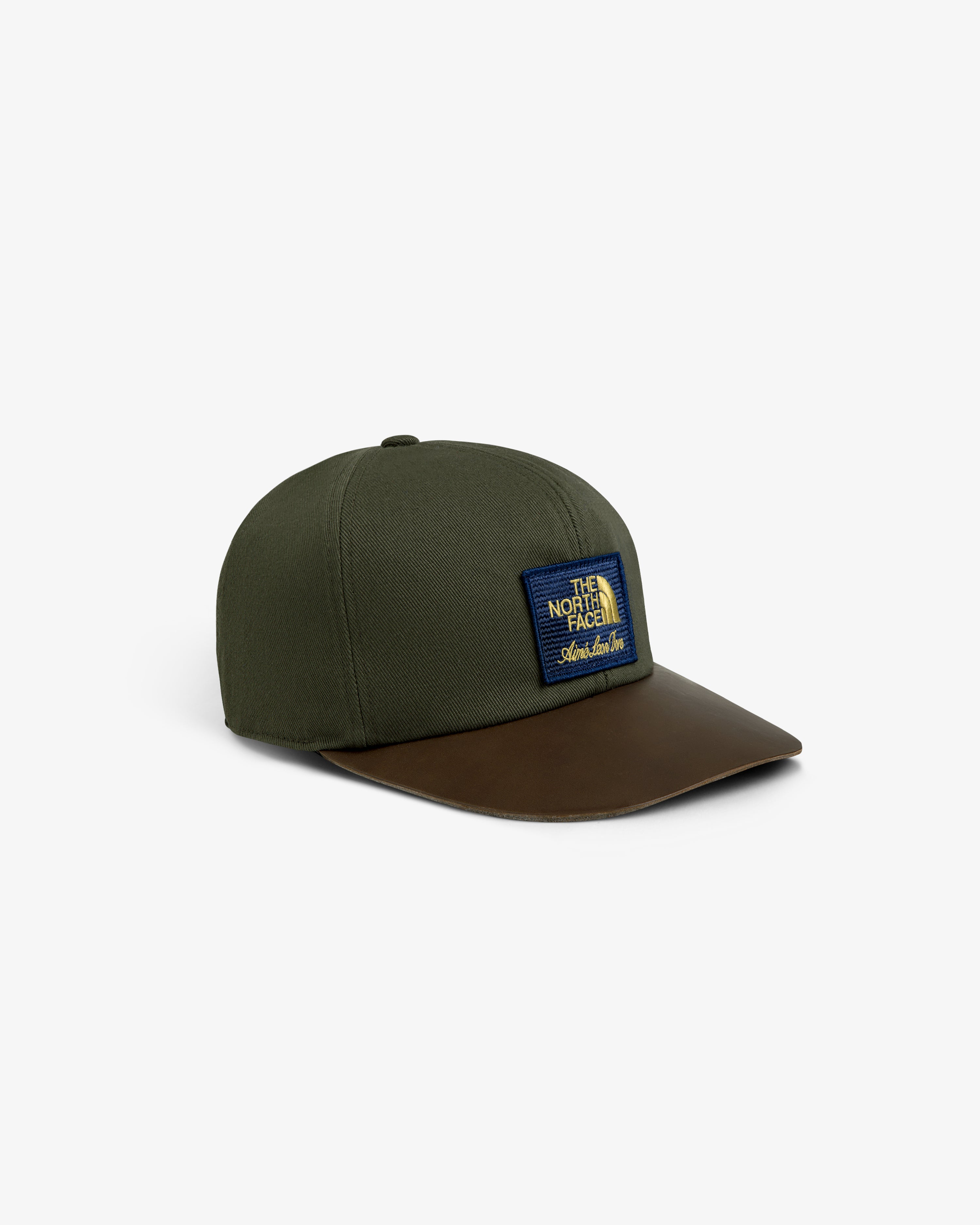 aim-leon-dore-x-the-north-face-leather-brim-logo-hat-5-panel-cap image 4