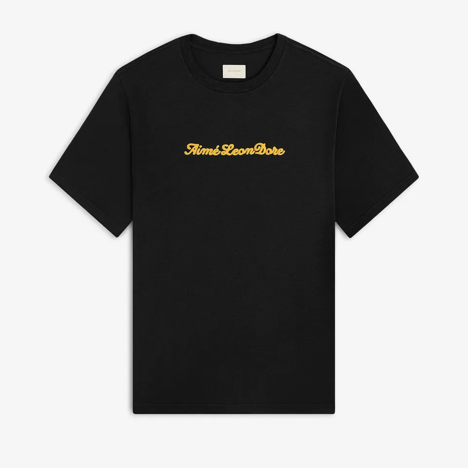aim-leon-dore-puff-print-slub-logo-t-shirt-schwarz image 1